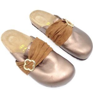 Birkenstock Tatami Mule Sandals | Gold/Brass Leather w/Suede | EUC | 10 / 43 EU